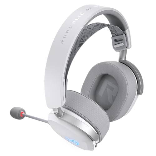 ASUS ROG Pelta White kabelloses RGB Gaming Headset (ROG SpeedNova, Bluetooth, 2,4 GHz, USB-C, 50-mm-ROG-Titanmembran-Treibern, 10-mm-Superbreitband-Boom-Mikrofon, 309g leicht, Aura Sync RGB) | Weiß Bild 5