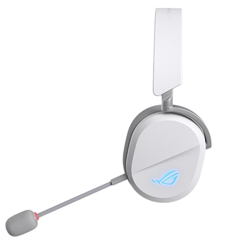 ASUS ROG Pelta White kabelloses RGB Gaming Headset (ROG SpeedNova, Bluetooth, 2,4 GHz, USB-C, 50-mm-ROG-Titanmembran-Treibern, 10-mm-Superbreitband-Boom-Mikrofon, 309g leicht, Aura Sync RGB) | Weiß Bild 6