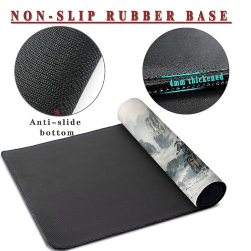 Mauspad XL 1000x400x4mm Wasserdicht Schreibtischunterlage rutschfeste Speed Gaming Mousepad Vintage (16) Groß Desk Mouse Mat Maus Pad, Schreibtisch Unterlage Deko für PC, MacBook, Laptop, Home Office Bild 3