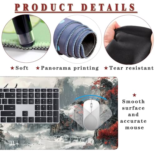 Mauspad XL 1000x400x4mm Wasserdicht Schreibtischunterlage rutschfeste Speed Gaming Mousepad Vintage (16) Groß Desk Mouse Mat Maus Pad, Schreibtisch Unterlage Deko für PC, MacBook, Laptop, Home Office Bild 4