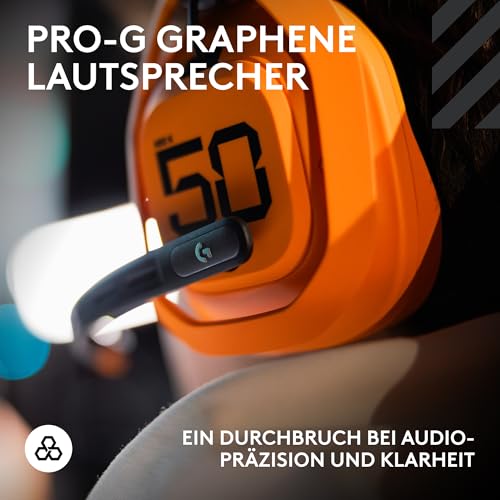 Logitech G Astro A50 X Lightspeed kabelloses Gaming-Headset McLaren Edition + Basisstation, PRO-G Graphene, PLAYSYNC für Xbox Series X|S + PS5 + PC/Mac, Bluetooth, HDMI 2.1 Passthru - Papaya Bild 4