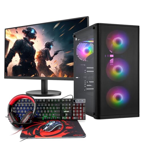 Basic Gaming Komplett PC Set, Ryzen 5 3400G, 16 GB DDR4, 1000 GB SSD M.2, Windows 11 Pro 64bit + 24 Zoll + Ultron Hawk Gaming Kit 4in1 Set Bild 1