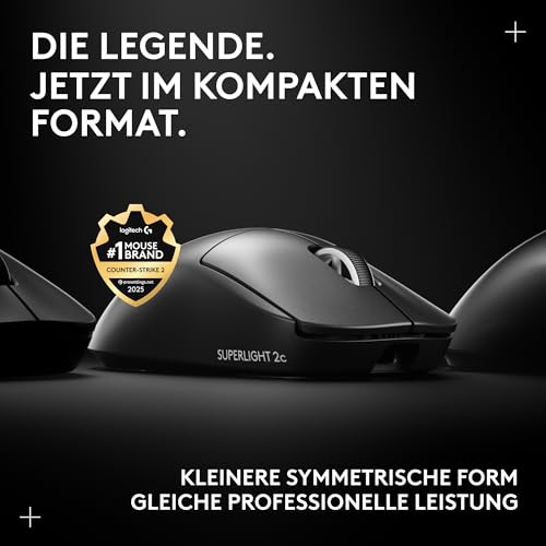 Logitech G PRO X Superlight 2c kabellose Gaming-Maus, 60 g Pro-Grade-Maus mit 5 programmierbaren Tasten, 44K-DPI-Sensor, 8.000 Hz Signalrate, USB-C-Ladefunktion für PC/Mac - Schwarz Bild 2