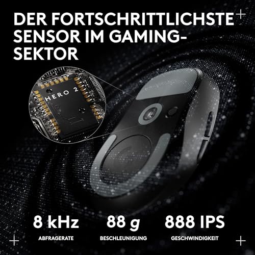 Logitech G PRO X Superlight 2c kabellose Gaming-Maus, 60 g Pro-Grade-Maus mit 5 programmierbaren Tasten, 44K-DPI-Sensor, 8.000 Hz Signalrate, USB-C-Ladefunktion für PC/Mac - Schwarz Bild 4