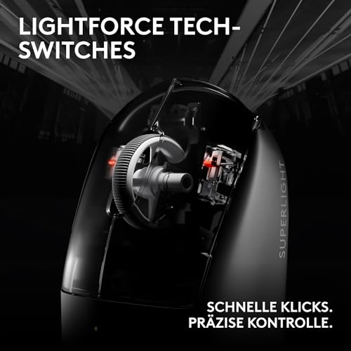 Logitech G PRO X Superlight 2c kabellose Gaming-Maus, 60 g Pro-Grade-Maus mit 5 programmierbaren Tasten, 44K-DPI-Sensor, 8.000 Hz Signalrate, USB-C-Ladefunktion für PC/Mac - Schwarz Bild 7