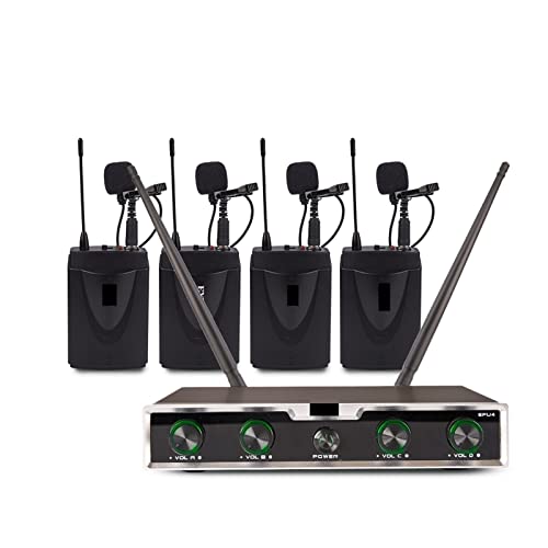 DJ-Mixer-Controller Tragbare professionelle 4 Kanäle for drahtlose Mikrofonsysteme Uhf Bodypack -Sender -Headset Revers Church Mic für Streaming/Podcasting/Gaming, Telefon, Computer Bild 1