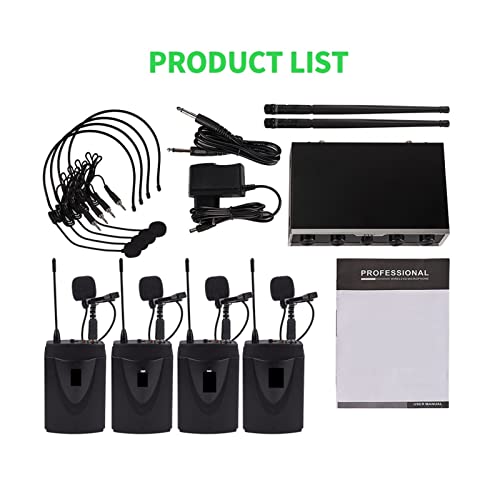 DJ-Mixer-Controller Tragbare professionelle 4 Kanäle for drahtlose Mikrofonsysteme Uhf Bodypack -Sender -Headset Revers Church Mic für Streaming/Podcasting/Gaming, Telefon, Computer Bild 6