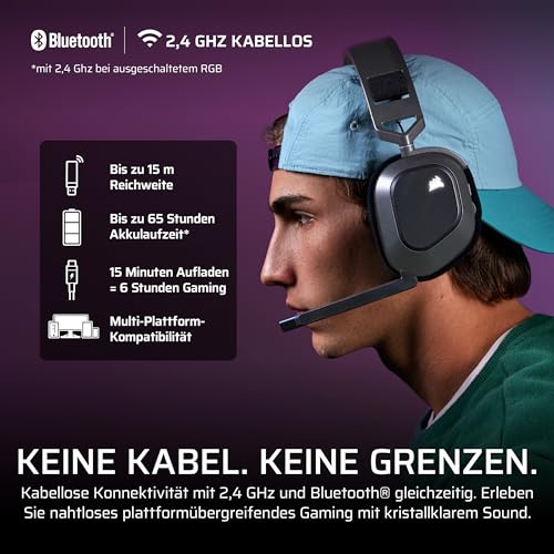 Corsair HS80 MAX Wireless Xbox-Gaming-Headset Mit Bluetooth – Dolby Atmos – Omnidirektionales Mikrofon – iCUE-Kompatibel – Xbox, PC, Mac, Mobile – Stahlgrau Bild 3