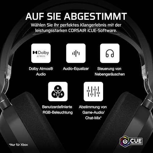 Corsair HS80 MAX Wireless Xbox-Gaming-Headset Mit Bluetooth – Dolby Atmos – Omnidirektionales Mikrofon – iCUE-Kompatibel – Xbox, PC, Mac, Mobile – Stahlgrau Bild 7