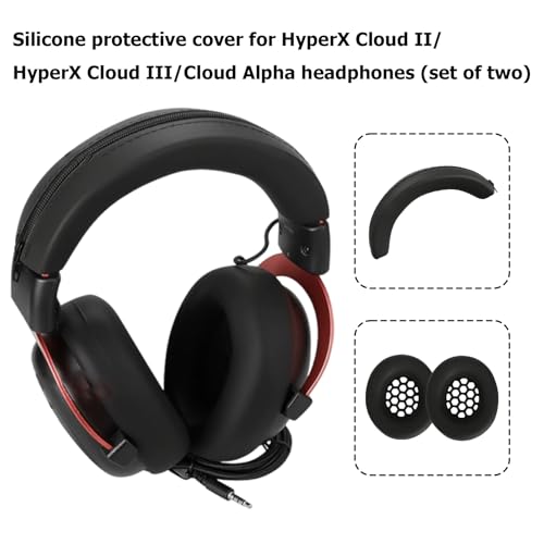 Cloud II Schutzhülle Kompatibel Mit Kingston HyperX Cloud II/Cloud III/Cloud Alpha KopfkopfhöRer,Kopfband-Abdeckung, Ohrschutz, weiches Silikon, Kopfhörer-Zubehör (schwarz) Bild 4
