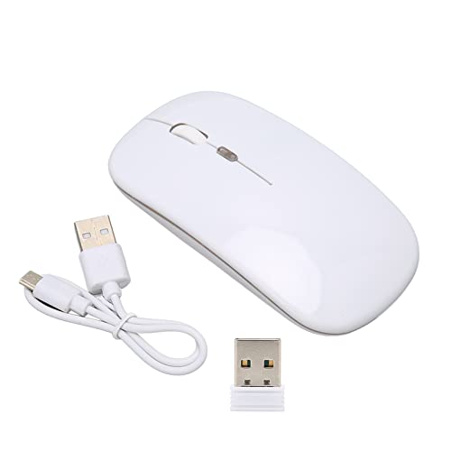 Denash 2.4g Wiederaufladbare Drahtlose Gaming -Maus mit Farb Hintergrundbeleuchtung für Laptop -Computer, ABS Material, Stille Schlüssel, Geeignet für Büroreisen (White) Bild 6