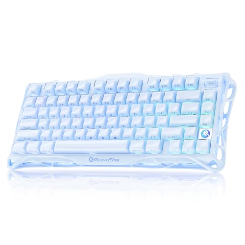 GravaStar Mercury K1 75% Gaming Tastatur, Mechanische Tastatur aus Aluminiumlegierung, Gasket Mount Hot-Swap, Lineare Schalter, RGB, Kabellos für Gaming, Büro & Geschenk - Eisblau Bild 1