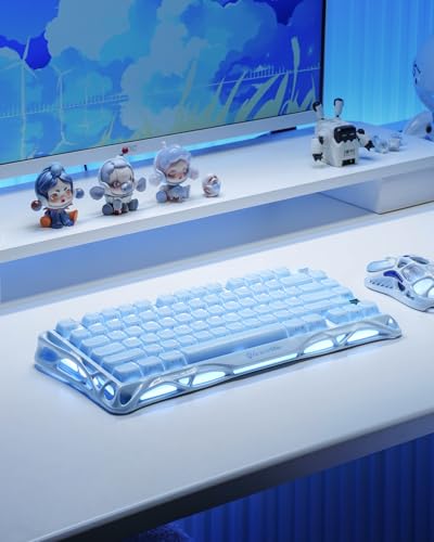 GravaStar Mercury K1 75% Gaming Tastatur, Mechanische Tastatur aus Aluminiumlegierung, Gasket Mount Hot-Swap, Lineare Schalter, RGB, Kabellos für Gaming, Büro & Geschenk - Eisblau Bild 2