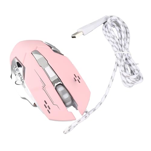 Denash USB Optische Computermaus mit 4 Farbbeleuchtungseffekten 6 Tasten und Breite Kompatibilität für 7 8 10, Silent Click Gaming Maus für Notebook (PINK) Bild 1