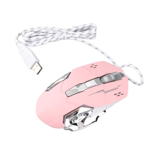 Denash USB Optische Computermaus mit 4 Farbbeleuchtungseffekten 6 Tasten und Breite Kompatibilität für 7 8 10, Silent Click Gaming Maus für Notebook (PINK) Bild 3