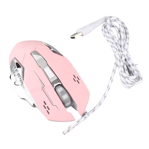 Denash USB Optische Computermaus mit 4 Farbbeleuchtungseffekten 6 Tasten und Breite Kompatibilität für 7 8 10, Silent Click Gaming Maus für Notebook (PINK) Bild 4