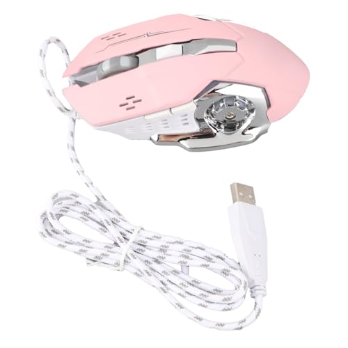 Denash USB Optische Computermaus mit 4 Farbbeleuchtungseffekten 6 Tasten und Breite Kompatibilität für 7 8 10, Silent Click Gaming Maus für Notebook (PINK) Bild 5