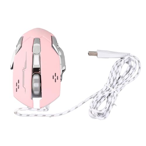 Denash USB Optische Computermaus mit 4 Farbbeleuchtungseffekten 6 Tasten und Breite Kompatibilität für 7 8 10, Silent Click Gaming Maus für Notebook (PINK) Bild 6
