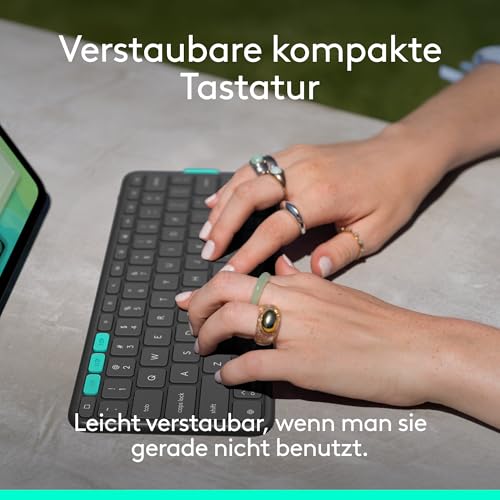 Logitech MX Anywhere 3S Compact Kabellose Maus Flip Folio, Tastatur-Case für iPad Pro 13 Zoll (M4) und iPad Air 13 Zoll (M2 und M3) (2024, 2025), DEU QWERTZ-Layout – Grafit Bild 2