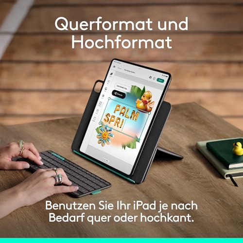 Logitech MX Anywhere 3S Compact Kabellose Maus Flip Folio, Tastatur-Case für iPad Pro 13 Zoll (M4) und iPad Air 13 Zoll (M2 und M3) (2024, 2025), DEU QWERTZ-Layout – Grafit Bild 4