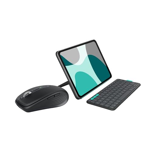 Logitech MX Anywhere 3S Compact Kabellose Maus + Flip Folio, Tastatur-Case für iPad Pro 11 Zoll (M4) und iPad Air 11 Zoll (M2 und M3) (5. Gen - 2024), DEU QWERTZ-Layout – Grafit Bild 1