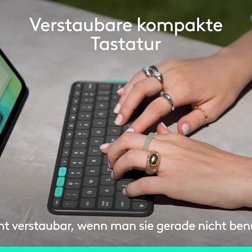 Logitech MX Anywhere 3S Compact Kabellose Maus + Flip Folio, Tastatur-Case für iPad Pro 11 Zoll (M4) und iPad Air 11 Zoll (M2 und M3) (5. Gen - 2024), DEU QWERTZ-Layout – Grafit Bild 2