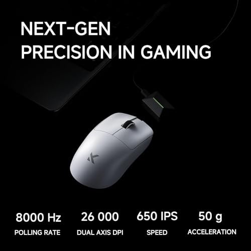 FOXMM x MCHOSE L7 Pro Superlight Maus 39 g, Sensor 26.000 DPI, 6 einstellbare DPI, Polling-Rate 8 K Hz mit 8 K Ultra-schnellem Empfänger, kabellose Gaming-Maus / kabelgebunden, BT/2,4 G, Akku 200 Bild 5