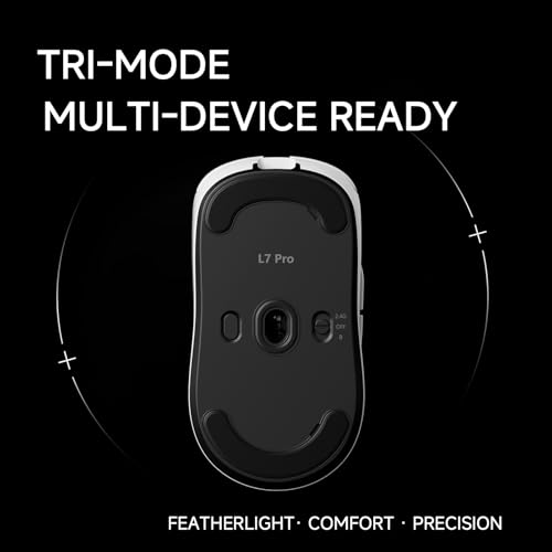 FOXMM x MCHOSE L7 Pro Superlight Maus 39 g, Sensor 26.000 DPI, 6 einstellbare DPI, Polling-Rate 8 K Hz mit 8 K Ultra-schnellem Empfänger, kabellose Gaming-Maus / kabelgebunden, BT/2,4 G, Akku 200 Bild 6