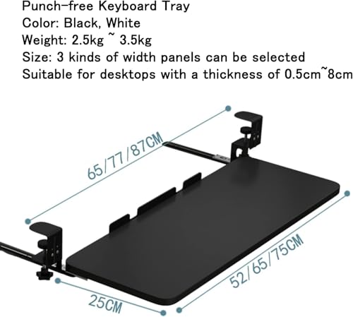 Ergonomische verschiebbare Tastaturablage mit Klemme für unter dem Schreibtisch, verstellbare Plattform für Tastatur und Maus, platzsparendes Design für Home Office oder Gaming Setup Bild 2