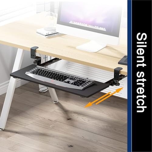 Ergonomische verschiebbare Tastaturablage mit Klemme für unter dem Schreibtisch, verstellbare Plattform für Tastatur und Maus, platzsparendes Design für Home Office oder Gaming Setup Bild 5