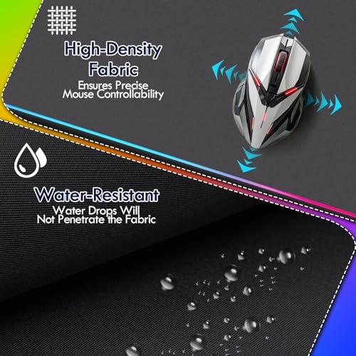 2025 Upgrade Gaming Mauspad RGB, 800 * 300 * 4mm LED Wireless Charging Mouse, 15W Kabelloser Schnellladung,15 Farben LED-Licht, Mousepad für Ql Wireless Standard Handys/Mäuse/Uhren Bild 4