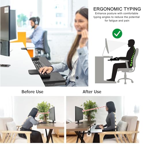 Tastaturablage unter dem Schreibtisch, verstellbare Maus-Plattform, robust und leicht, einfache Installation, platzsparendes Design für Home Office & Gaming Setup Bild 3