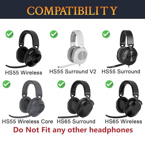 SOULWIT Kühlgel Ersatzpolster Ersatz Ohrpolster für Corsair HS65/HS55 Surround Wired, HS55 Surround V2, HS 65/HS 55 Wireless Core Gaming Headset, Polster mit hochdichtem Geräuschisolierungsschaum Bild 2