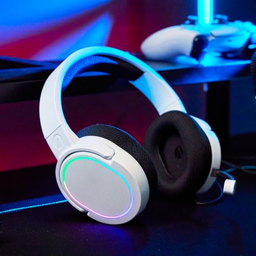 STEALTH Panther RGB-LED-Gaming-Headset, weiß, kompatibel mit PS4/PS5, XBOX, Switch, PC mit flexiblem Mikrofon, 3,5-mm-Klinkenstecker, 1,5 m Kabel, leicht, bequem und langlebig Bild 2