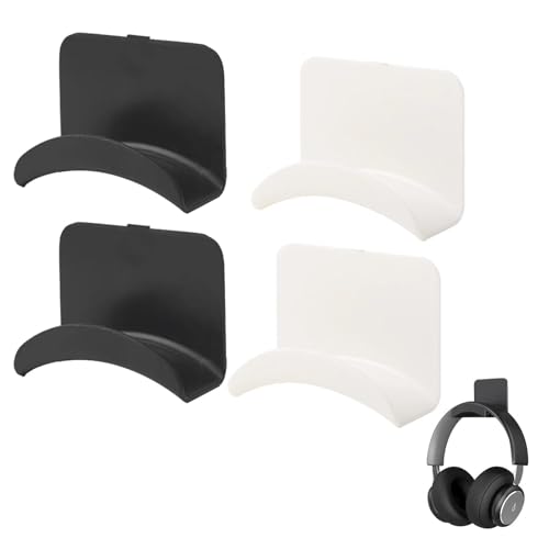 4PCS Einseitig Universal Gaming Headset Stand, Kopfhörer Halterung Wand, Wandhalterung Kopfhörerhaken, Kopfhörerhalter, Geeignet für Mehrere Geräte, Wand, Tisch, Spielzubehör.(Schwarz + Weiß) Bild 1
