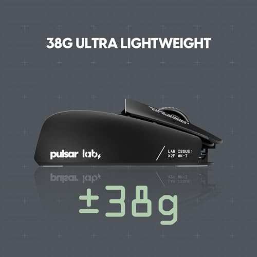 Pulsar Gaming Gears LAB X2F Kabellose Fingerspitzen-Gaming-Maus, Ultraleicht, 38 g, HUANO Blue Pink Dot Switches, 32.000 DPI, 750 IPS, XS-1 Sensor, 8K kompatibel (Schwarz) Bild 4