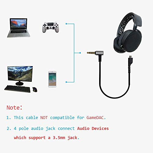 Audiokabel Flexibles Stereo-Gaming-Headset-Kabel für /5/7 Pro Gaming-Headset Bild 4