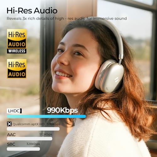 havit Space S1 Adaptive Active Noise Cancelling Kopfhörer, LHDC Bluetooth 6.0 Hi-Res Wireless Over Ear Bluetooth Kopfhörer mit 5 Mic ENC, 100H Spielzeit, Overhead Kopfhörer mit räumlichem Audio Bild 6