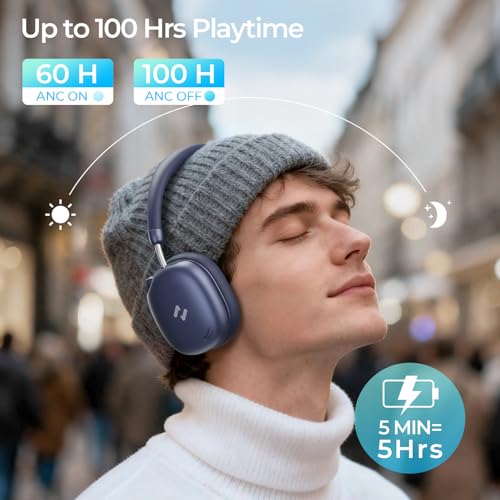 havit Space S1 Adaptive Active Noise Cancelling Headphones, LHDC Bluetooth 6.0 Hi-Res Wireless Over Ear Bluetooth Headphones with 5 Mic ENC, 100H Playtime, Overhead Headphones with Spatial Audio Bild 2