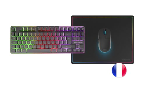 Mars Gaming MCPWTKL, Französisch, Kabelloses Gaming-Combo, DualPro Link 2.4GPRO-Technologie, TKL FRGB Rainbow Tastatur + RGB 3200DPI Maus mit HUANO-Switches + rutschfeste 360x260mm-Mausmatte, Schwarz Bild 6