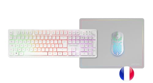 Mars Gaming MCPWX, Französisch, Kabelloses Gaming-Combo, DualPro Link 2.4GPRO-Technologie, Vollformat-FRGB-Tastatur mit Multimedia-Steuerung + RGB 3200DPI Maus + rutschfeste 360x260mm-Mausmatte, Weiß Bild 6