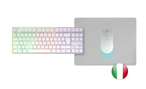 Mars Gaming MCPWTKL, Italienisch, Kabelloses Gaming-Combo, DualPro Link 2.4GPRO-Technologie, TKL FRGB Rainbow Tastatur + RGB 3200DPI Maus mit HUANO-Switches + rutschfeste 360x260mm-Mausmatte, Weiß Bild 6