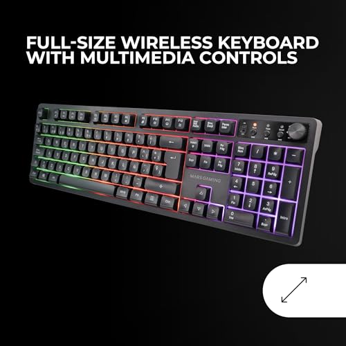 Mars Gaming MCPWX, Spanisch, Kabelloses Gaming-Combo, DualPro Link 2.4GPRO-Technologie, Vollformat-FRGB-Tastatur mit Multimedia-Steuerung + RGB 3200DPI Maus + rutschfeste 360x260mm-Mausmatte, Schwarz Bild 3