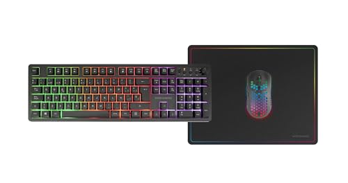 Mars Gaming MCPWX, Spanisch, Kabelloses Gaming-Combo, DualPro Link 2.4GPRO-Technologie, Vollformat-FRGB-Tastatur mit Multimedia-Steuerung + RGB 3200DPI Maus + rutschfeste 360x260mm-Mausmatte, Schwarz Bild 6