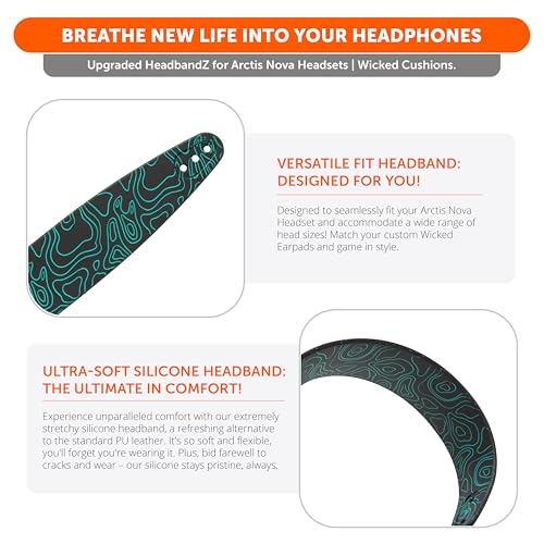 WC-StirnbandZ Arctis Nova – verbessertes Silikon-Kopfband für Arctis Nova-Headsets von Wicked Cushions – verbesserte Flexibilität, Komfort und Stil mit passenden Ohrpolster-Designs | Midnight FrankP Bild 4