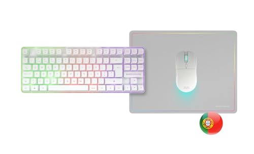 Mars Gaming MCPWTKL, Portugiesisch, Kabelloses Gaming-Combo, DualPro Link 2.4GPRO-Technologie, TKL FRGB Rainbow Tastatur + RGB 3200DPI Maus mit HUANO-Switches + rutschfeste 360x260mm-Mausmatte, Weiß Bild 6