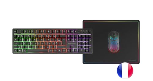 Mars Gaming MCPWX, Französisch, Kabelloses Gaming-Combo, DualPro Link 2.4GPRO-Technologie, Vollformat-FRGB-Tastatur mit Multimedia-Steuerung + RGB 3200DPI Maus + Rutschfeste 36x26cm-Mausmatte, Schwarz Bild 6