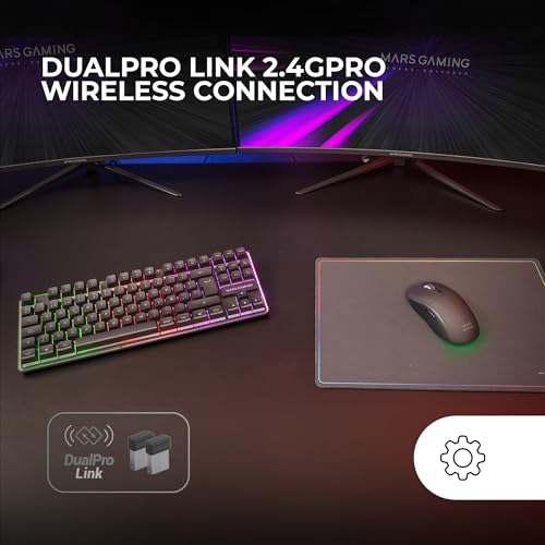 Mars Gaming MCPWTKL, Englisch US, Kabelloses Gaming-Combo, DualPro Link 2.4GPRO-Technologie, TKL FRGB Rainbow Tastatur + RGB 3200DPI Maus mit HUANO-Switches + rutschfeste 360x260mm-Mausmatte, Schwarz Bild 2
