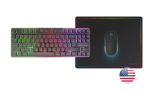 Mars Gaming MCPWTKL, Englisch US, Kabelloses Gaming-Combo, DualPro Link 2.4GPRO-Technologie, TKL FRGB Rainbow Tastatur + RGB 3200DPI Maus mit HUANO-Switches + rutschfeste 360x260mm-Mausmatte, Schwarz Bild 6