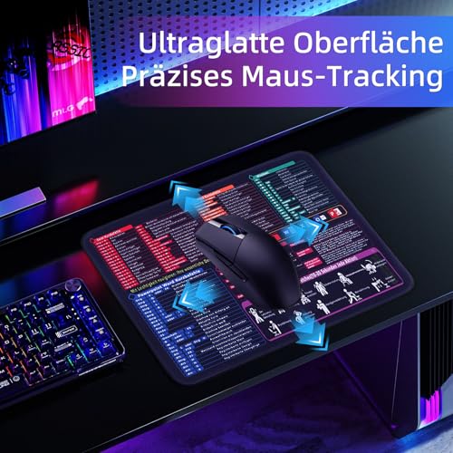 Mauspad 250x300x3mm, Excel Mouse Pad Klein Shortcuts Unterlage Deutsch, Gaming Mousepad Rutschfest Wasserdicht, Excel Schreibtischunterlage mit Word PPT für PC Büro Laptop Arbeit Studium Zuhause Bild 6